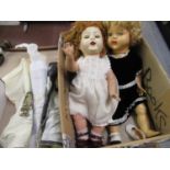 Armand Marseilles bisque headed doll (at fault), an injection moulded doll and three modern