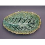 Zsolnay Zw Pecs, unusual oval leaf form dish, 12.5ins x 9ins (with restoration)