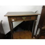 Small 19th Century oak side table with a plank top, single frieze drawer and square tapered