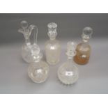 Small quantity of miscellaneous cut glass decanters etc.