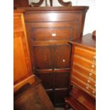 Good quality reproduction oak standing corner cabinet with a single panel door, 72ins high