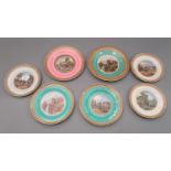 Collection of seven various Prattware plates