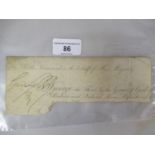 Prince Regent (George PR) signing on behalf of his father, George III, a cut out specimen