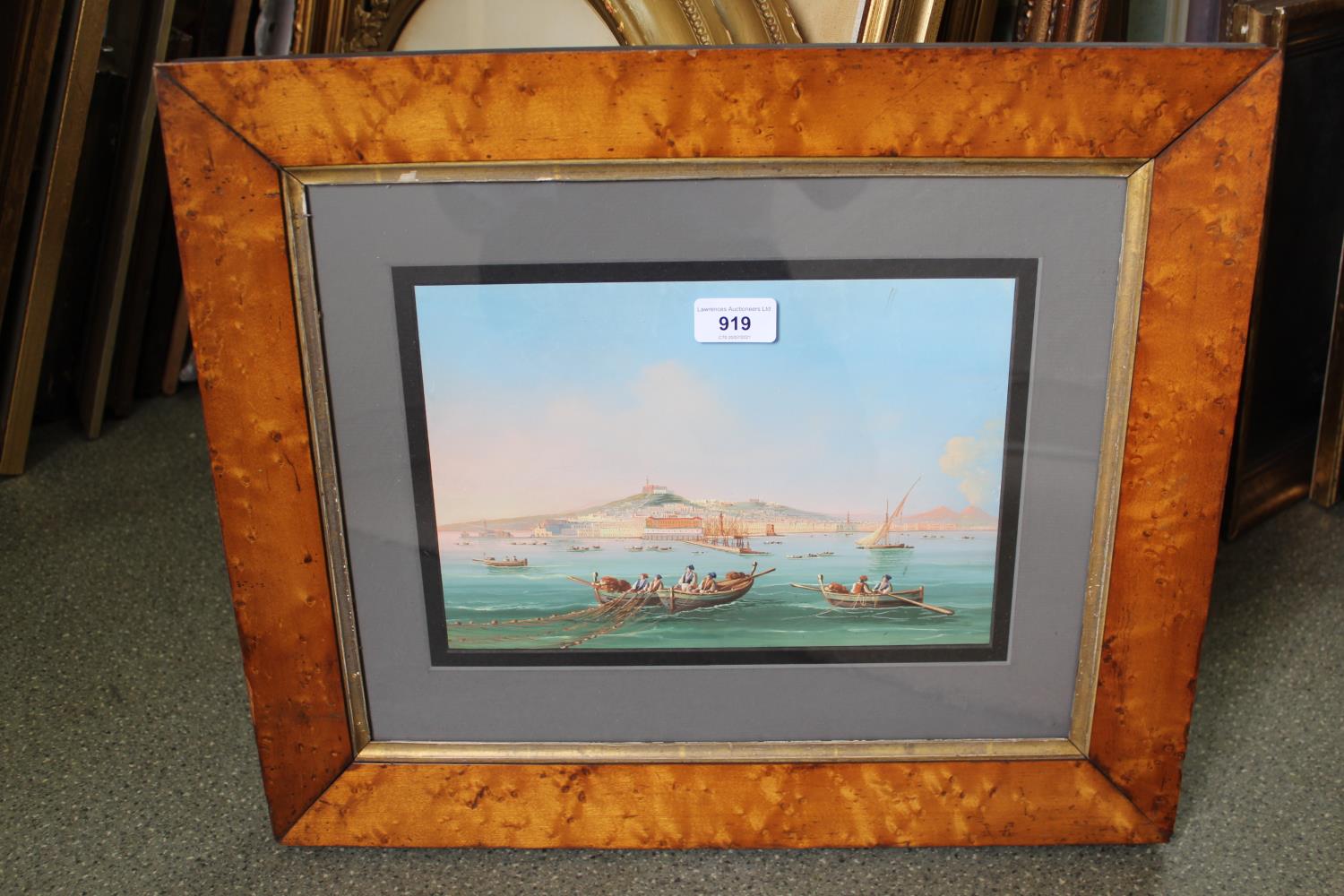 Early 20th Century gouache, figures fishing to the foreground with Bay of Naples and various - Image 2 of 2