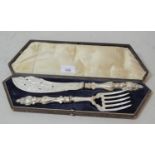 Cased pair of 19th Century silver plated fish servers
