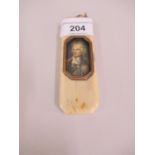 George III octagonal ivory toothpick box, the cover inset with a portrait of Admiral Lord Nelson