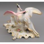 Royal Crown Derby porcelain group of two exotic birds, signed to the base J. Kinsey and M.E.