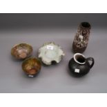 Mavis C. Dean, small Studio pottery vase of flared design, 5.5ins diameter approximately together