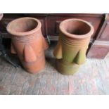 Pair of terracotta chimney pots (slight damages)
