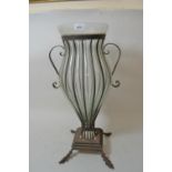 Late 20th Century iron and glass two handled vase, 27ins high