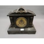 19th Century French black slate mantel clock, the gilt dial with Arabic numerals, the two train