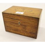 George III satinwood and inlaid rectangular tea caddy, the hinged cover enclosing a fitted