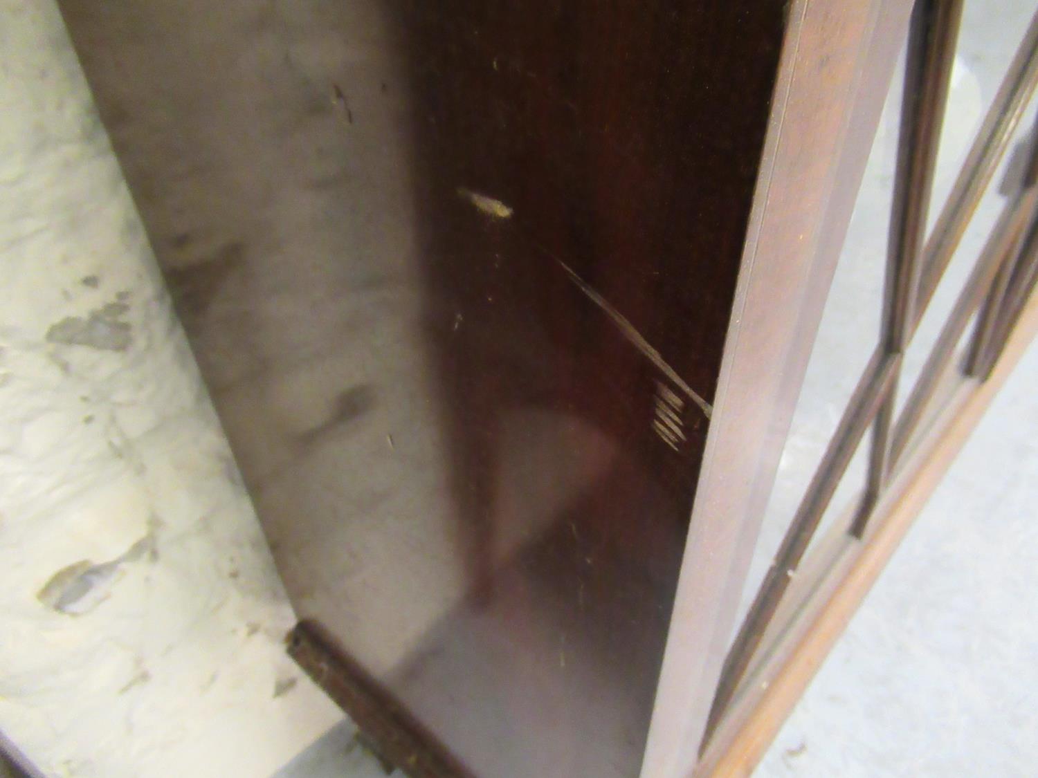 Edwardian mahogany and chequer line inlaid bookcase with a pair of astragal glazed doors enclosing - Image 2 of 2