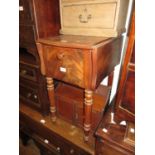 Small 19th Century Continental mahogany rectangular drop leaf work table with cupboard, drawer and