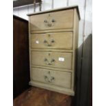 Small Victorian pine chest of four drawers with later handles, 16ins x 24.5ins