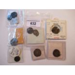 Group of five Edward I hammered silver coins, a King John penny and three other hammered silver