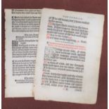 Two 16th Century printed leaves by Richard Grafton 1546 and 1547, 7.5ins x 5.5ins approximately