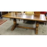 Good quality reproduction oak dining room suite comprising: a refectory style table with plank top