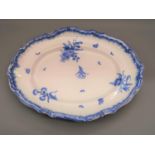18th Century Swedish Rorstrand oval blue and white floral decorated meat plate, 19ins x 14.5ins