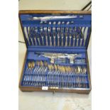 Mappin & Webb, an eight place setting canteen of silver plated cutlery, in a fitted oak case