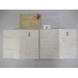 Queen Louise of Sweden 1828 - 1872, wife of King Charles XV, signed letter on folded sheets with