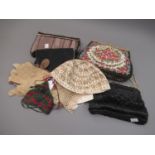 Small quantity of ladies evening bags, gloves etc.