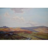 Attributed to F. J. Widgery, oil on board, extensive moorland landscape, indistinctly signed