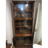 Globe Wernicke oak five section bookcase (top at fault), 34ins wide