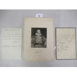 Frederick, Duke of York (1763-1827, son of George III), a signed letter and portrait engraving,
