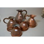 Graduated harlequin set of late 19th / early 20th Century copper measures, two gallons down to
