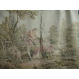 Machine tapestry hanging panel depicting figures in a landscape