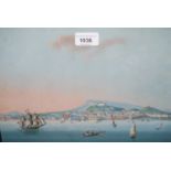 19th Century Neopolitan school, gouache ' Napoli da Mare ' (a scene in the Bay of Naples), 9.5ins