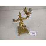 19th Century gilt bronze figural stand on square platform base with claw feet, 6.5ins high