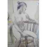 S. Horne Shepherd signed watercolour and charcoal, seated female figure, 14ins x 10ins