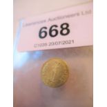 Small Italian gold coin inscribed ' 10 Annes XXIII Pontifex Max '