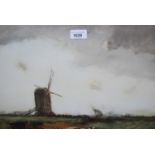 William Tatton Winter, watercolour, view of a windmill, possibly Bletchingley, signed, 12in x