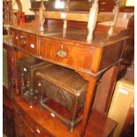 19th Century mahogany bow front side table in George III style, the low galleried top above two