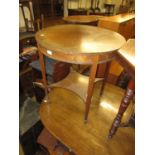Edwardian figured mahogany circular line inlaid and crossbanded occasional table, raised on square