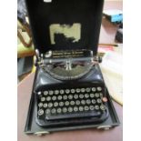Early 20th Century Remington typewriter with black japanned finish in original case