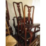 Set of six early 20th Century Queen Anne style dining chairs with drop-in seats on cabriole front