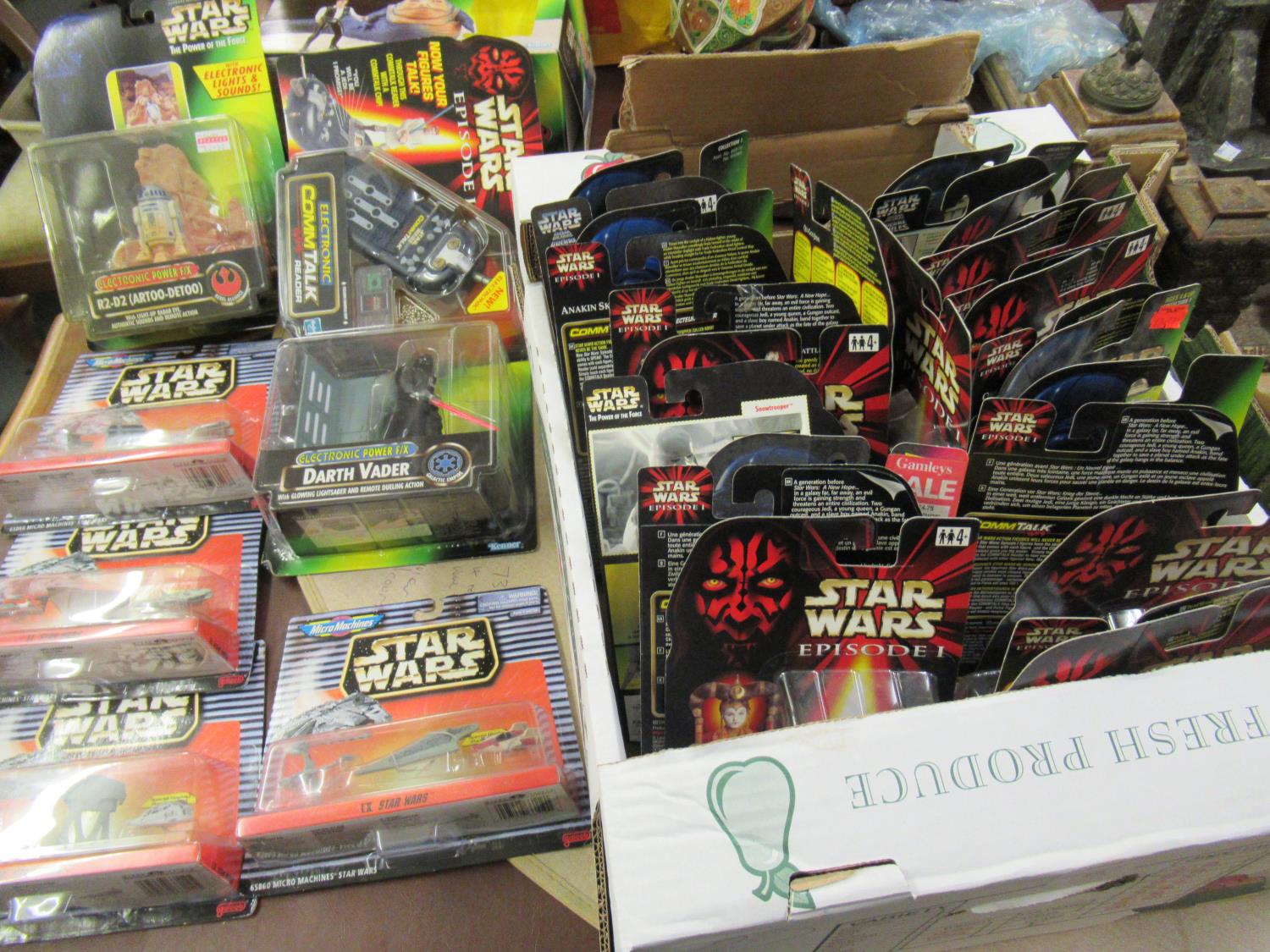 Quantity of Star Wars micro machines and Hasbro Star Wars figures, in original blister packs