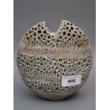 Alan Wallwork (1931 - 2019), oviform vase of stylised design, 6.25ins high, incised initials to
