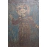 18th Century oil on panel, portrait of a saint, unframed, 15.5ins x 12.5ins