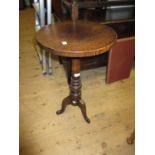 Reproduction oak circular pedestal wine table and a similar 19th Century mahogany table