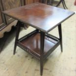 Attributed to Liberty & Company, early 20th Century square mahogany two tier occasional table on