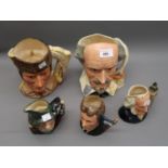 Group of five various Royal Doulton Toby jugs