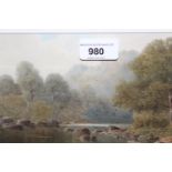 Frederick Boisseree, watercolour, river landscape, possibly North Wales, signed, 5ins x 8.5ins, gilt