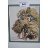 Attributed to Peter De Wint, watercolour sketch, study of trees, 5.5ins x 4.25ins approximately,