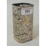 Square silver bottle holder of pierced bamboo design