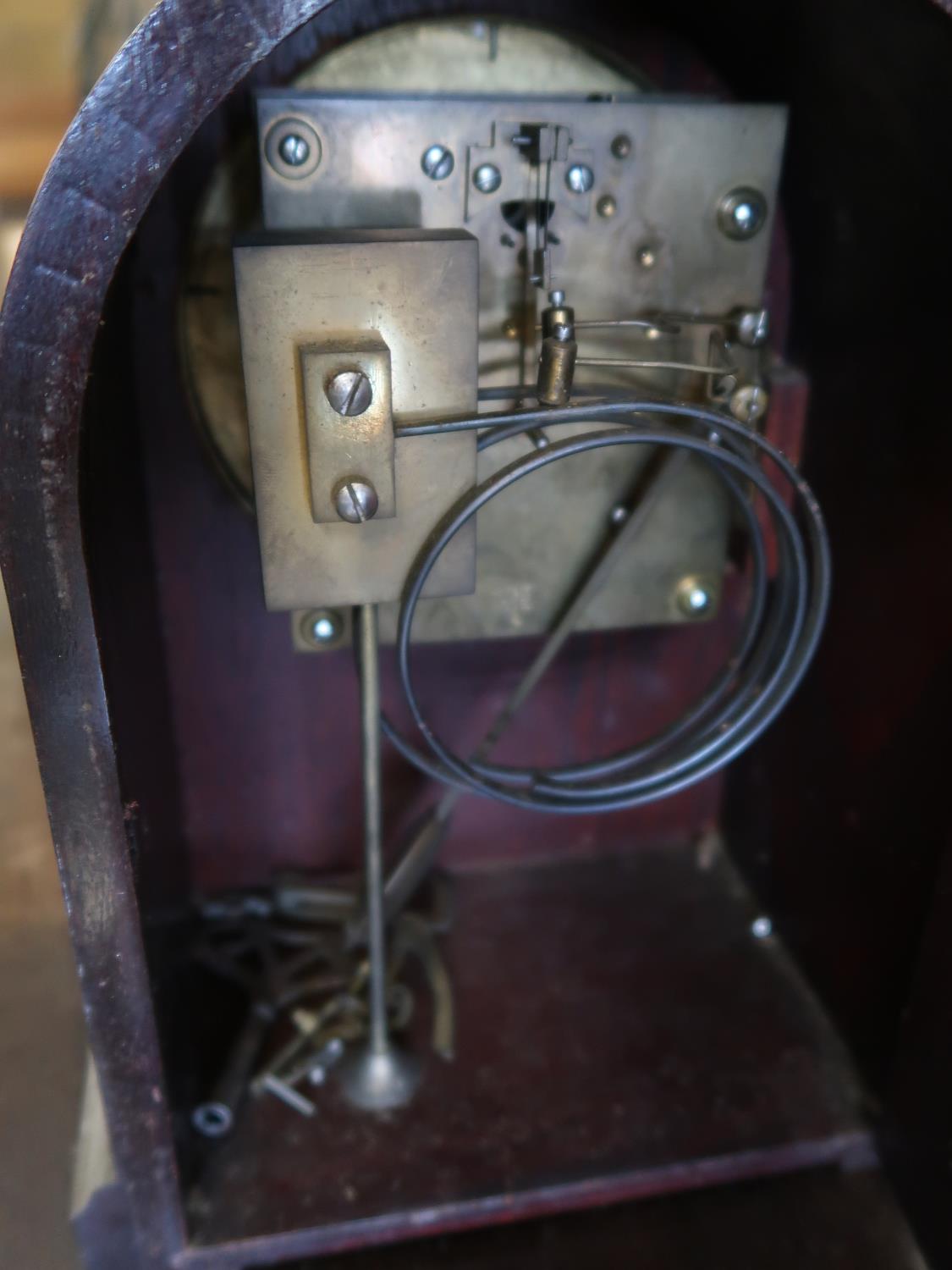 Early 20th Century mahogany dome shaped mantel clock with a circular silvered dial, Roman numerals - Image 2 of 2